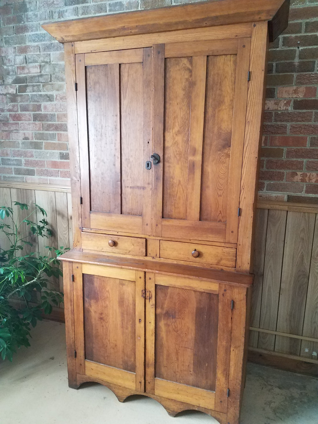 Primative Pine Step-Back Cabinet