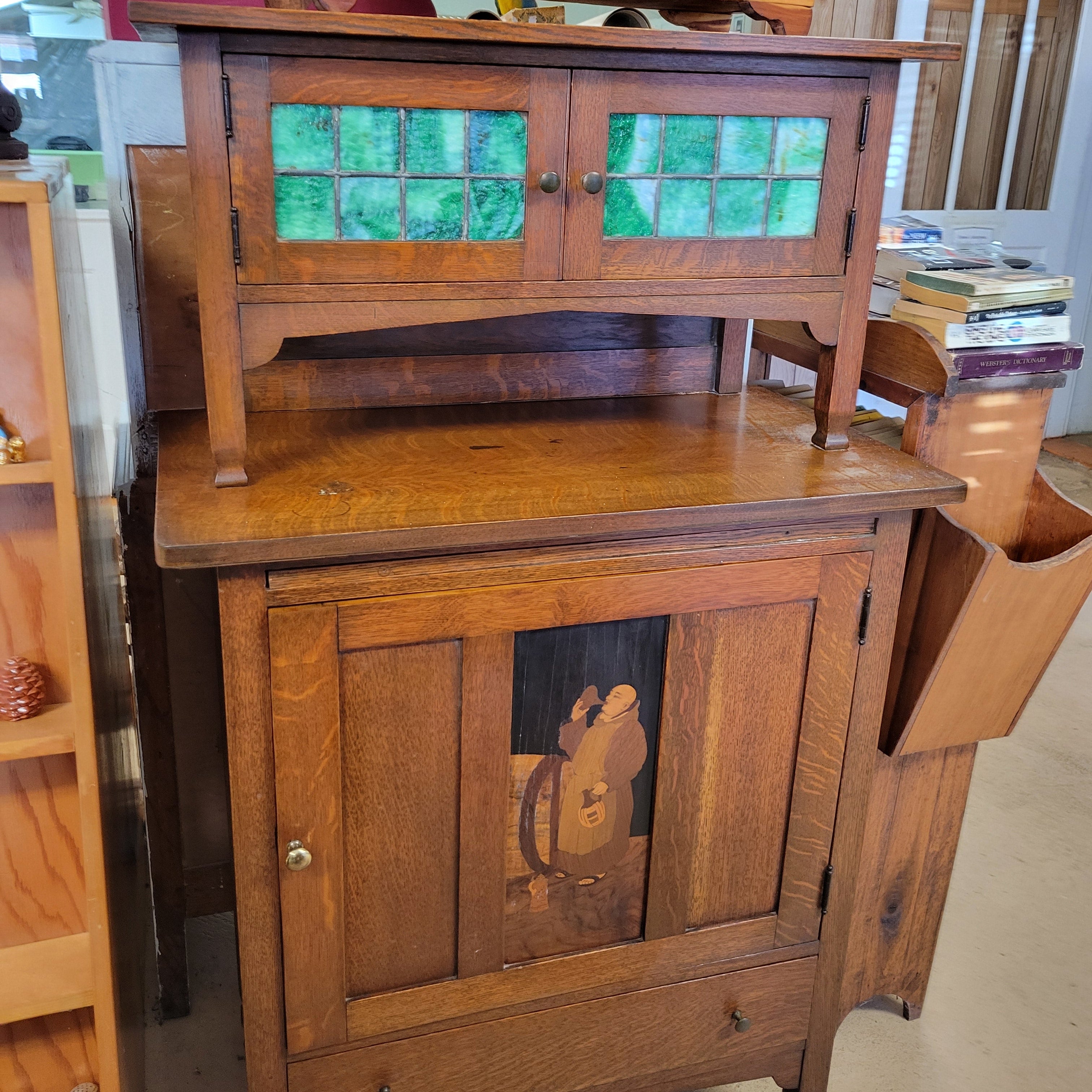 Arts and Crafts Style Cellarette and Cigar Cabinet