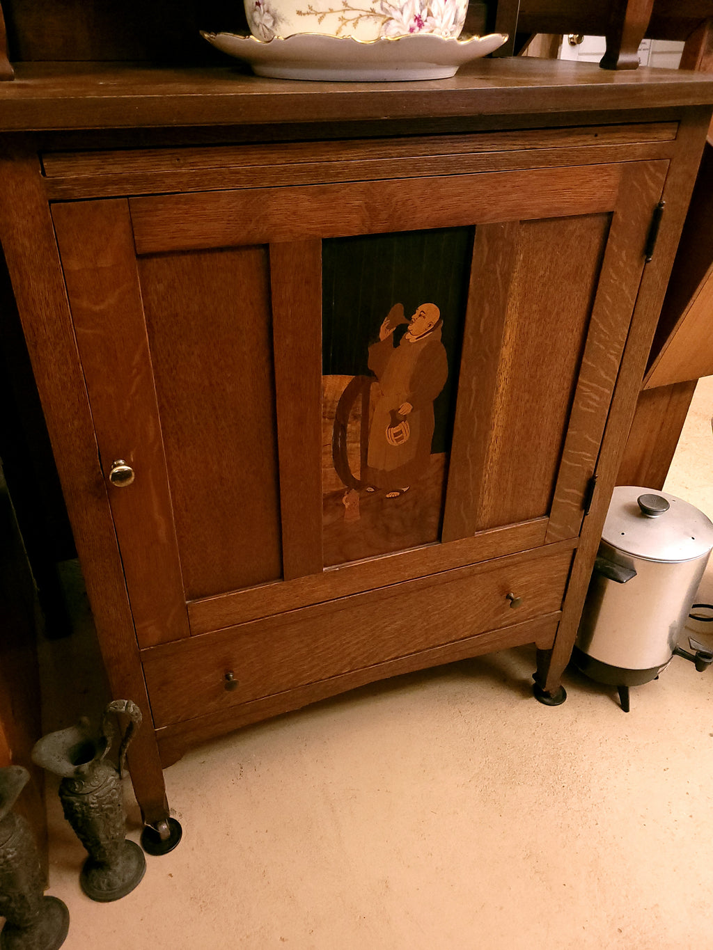 Arts and Crafts Style Cellarette and Cigar Cabinet