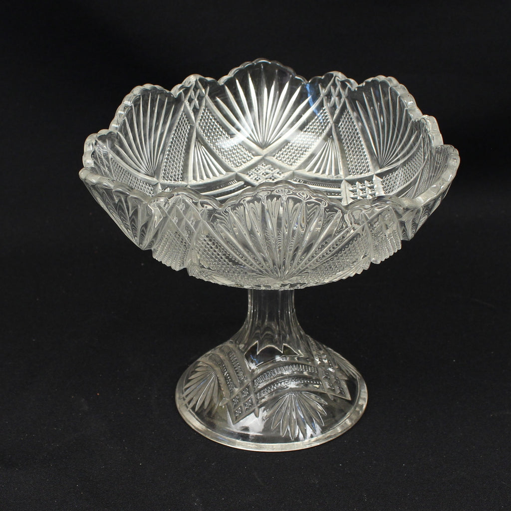 Antique Glass Compote Pedestal Bowl