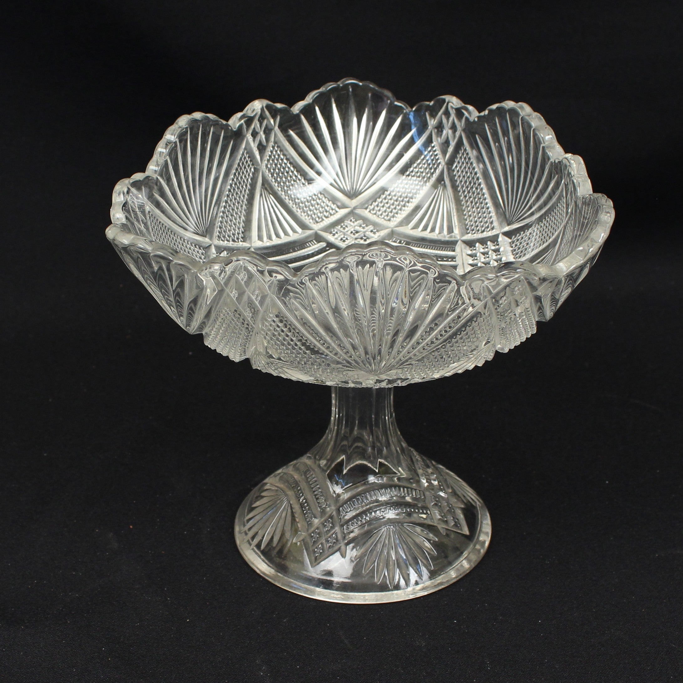 Antique Glass Compote Pedestal Bowl