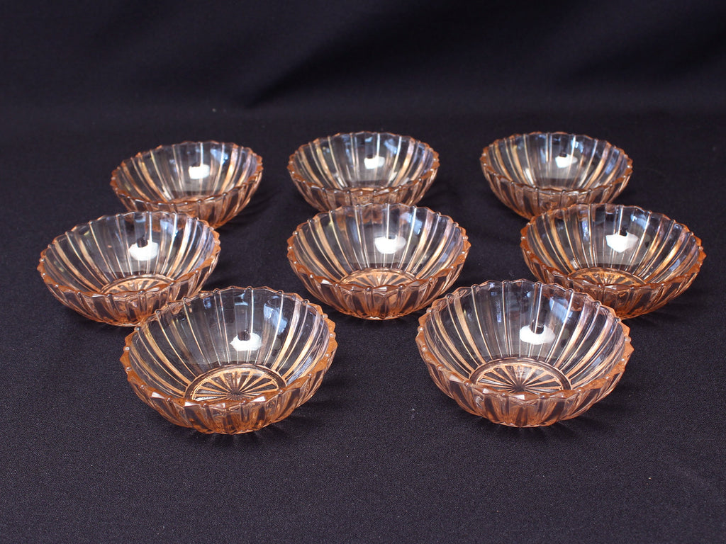 Queen Mary Depression Glass Dishes-Set of 8