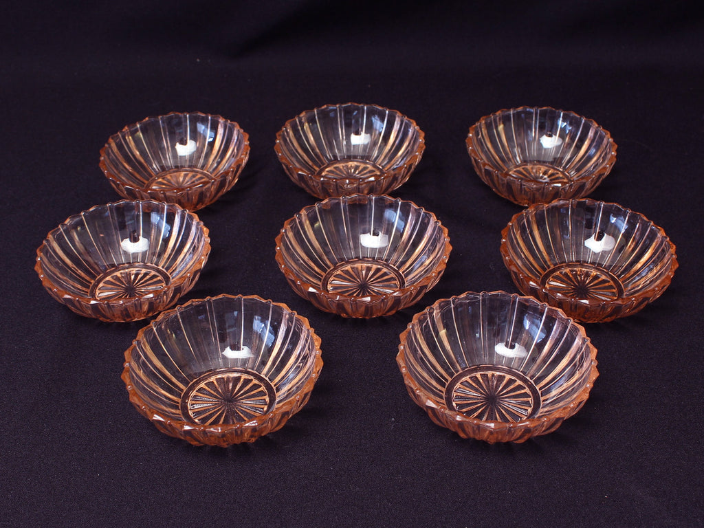 Queen Mary Depression Glass Dishes-Set of 8