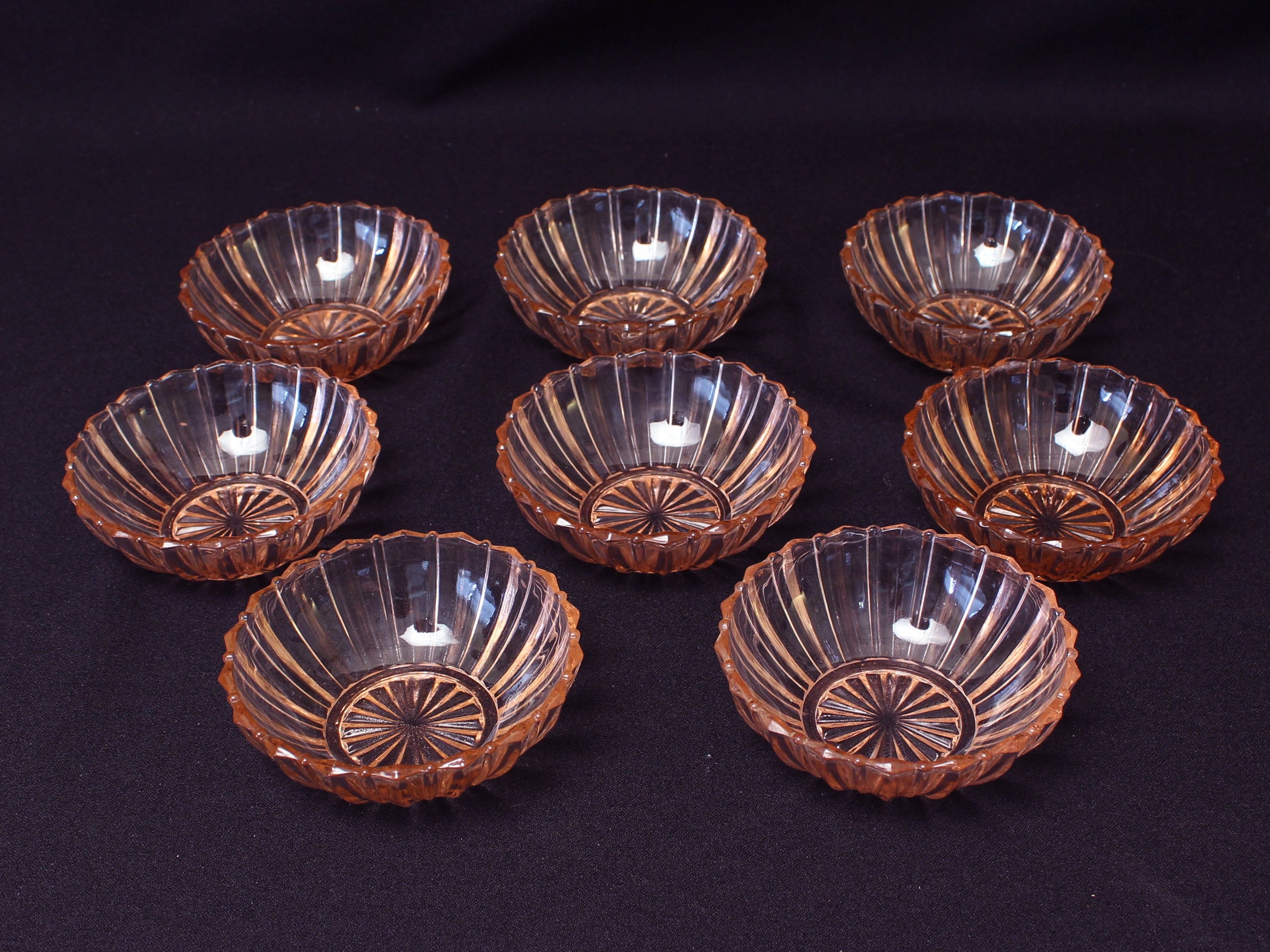 Queen Mary Depression Glass Dishes-Set of 8