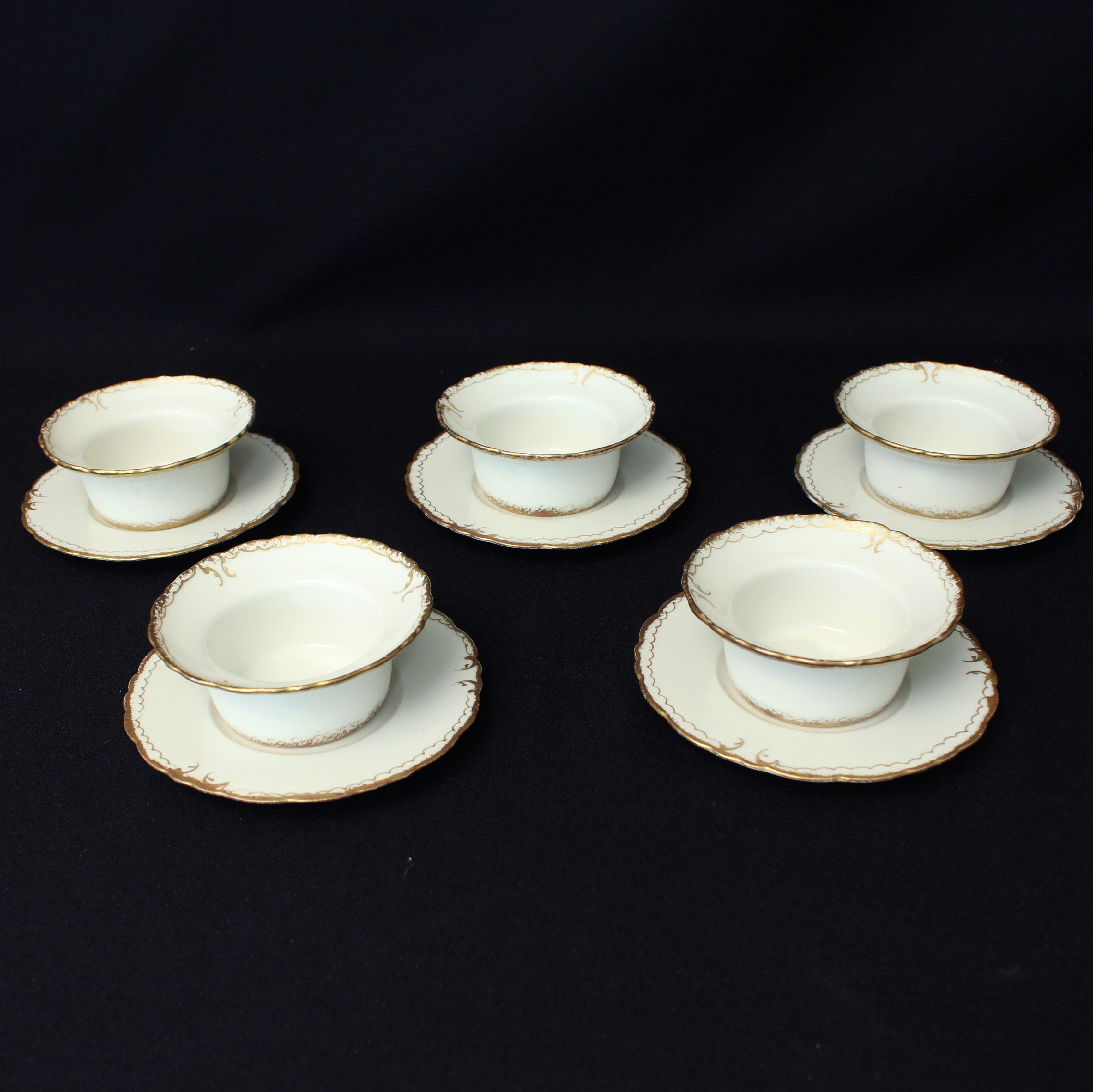 Custard Dishes with Saucers- Limoges by Haviland- Set of Five