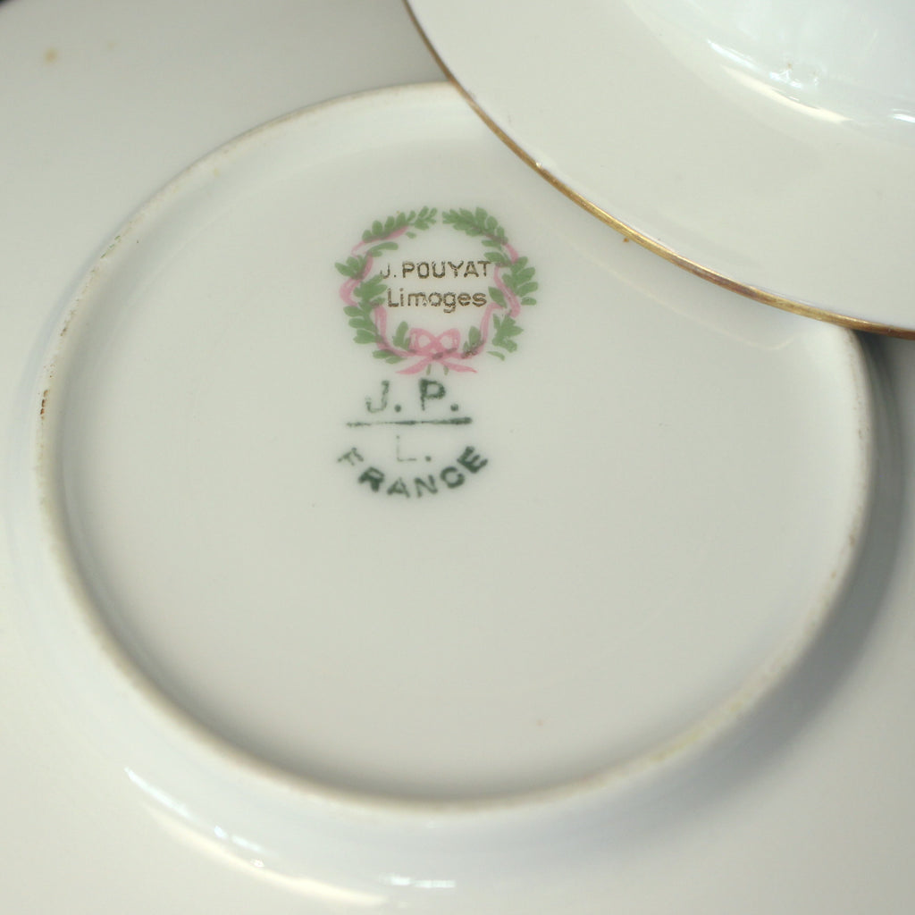 Custard Dishes with Saucers- Limoges by Pouyat- Set of Four