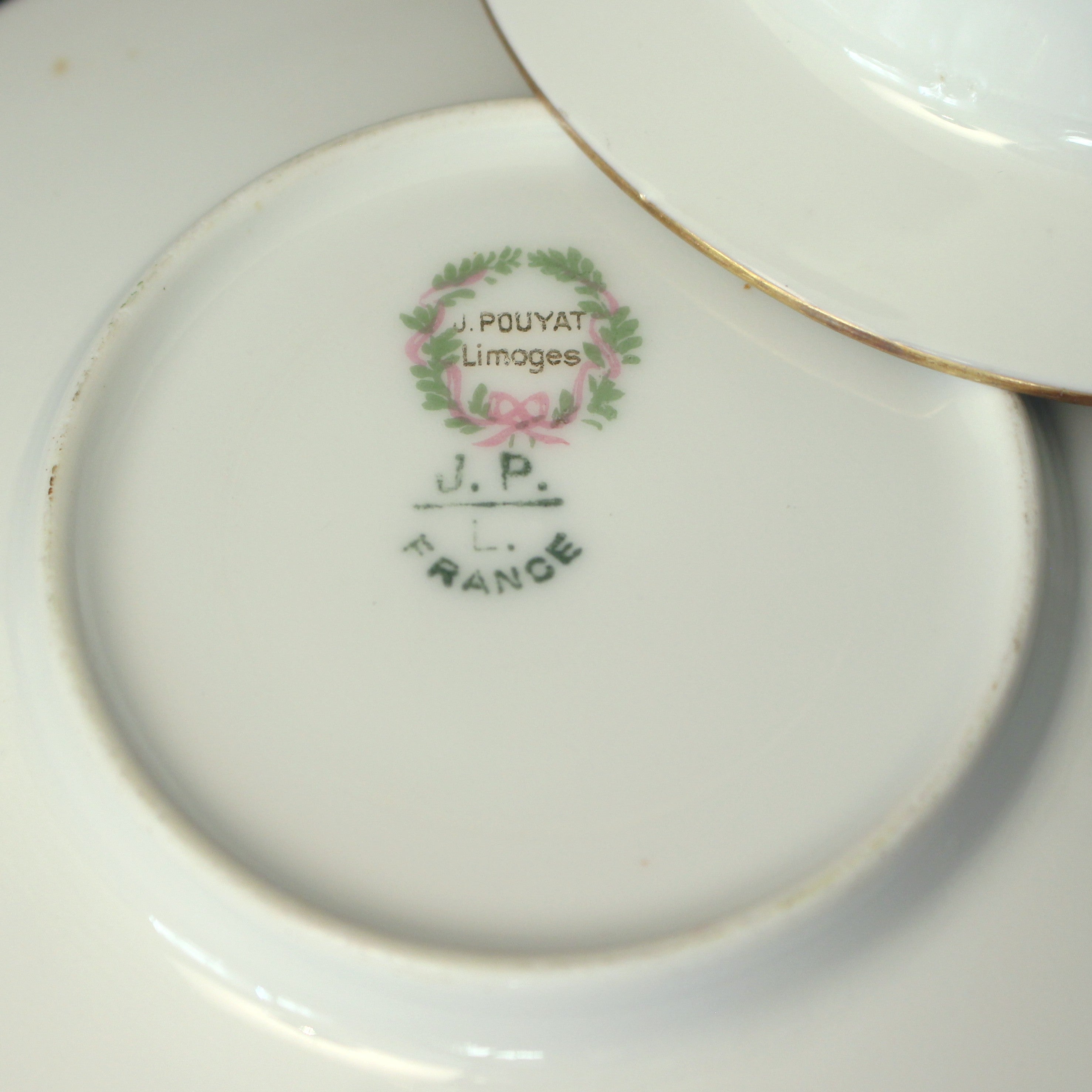 Custard Dishes with Saucers- Limoges by Pouyat- Set of Four