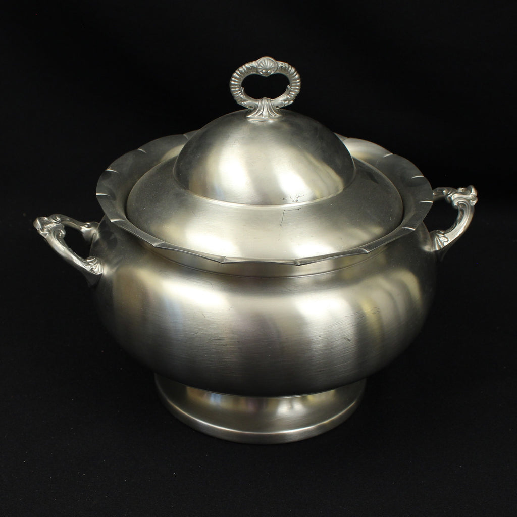 Vintage Ornate Pewter Soup Tureen