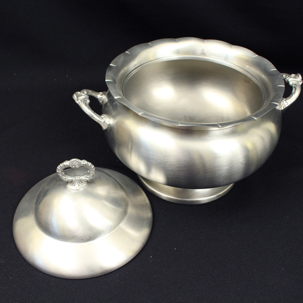 Vintage Ornate Pewter Soup Tureen